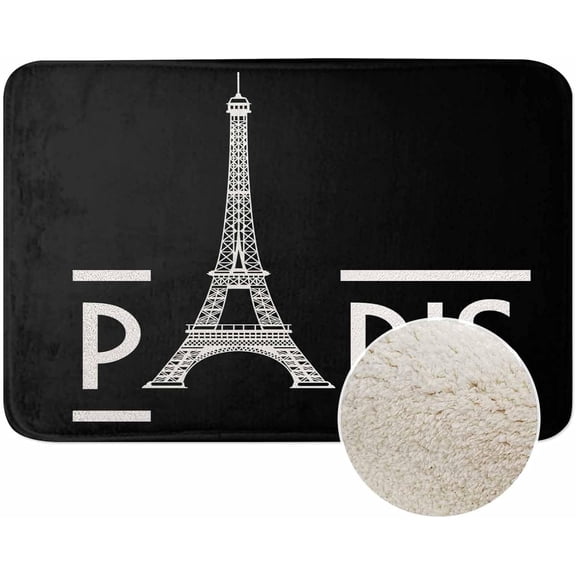 Paris Eiffel Tower Bath Rugs for Bathroom Durable Flannel Bath Rug Clearance Mats for Forlaundry Room and Kitchen Decor Carpt Washable 15.7 x 23.6 Inch