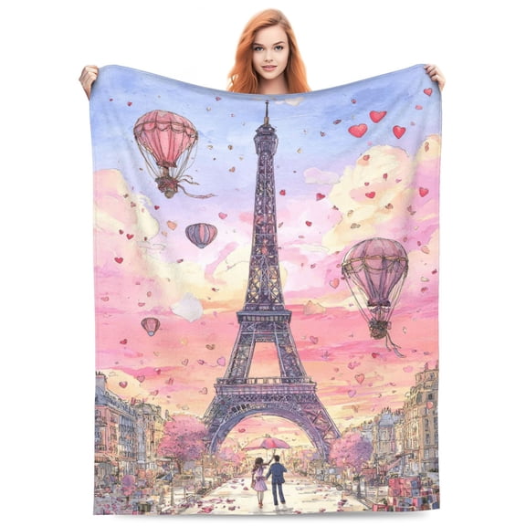 Paris Eiffel Tower Blanket, Flannel Fleece Throw Blanket, Soft Cozy Warm Blanket For Couch Sofa Bed, Decorative All Season Travel Blanket For Home Office, Unique Art Gift 50x40