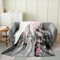 thumbnail image 1 of Paris Eiffel Tower Blanket for Girls Women Romantic Couple Lover Fleece Blanket Weeding Gift Decor Pink Flowers Flannel Blanket French Style Bed Blanket Living Room Decor,40x50, 1 of 4