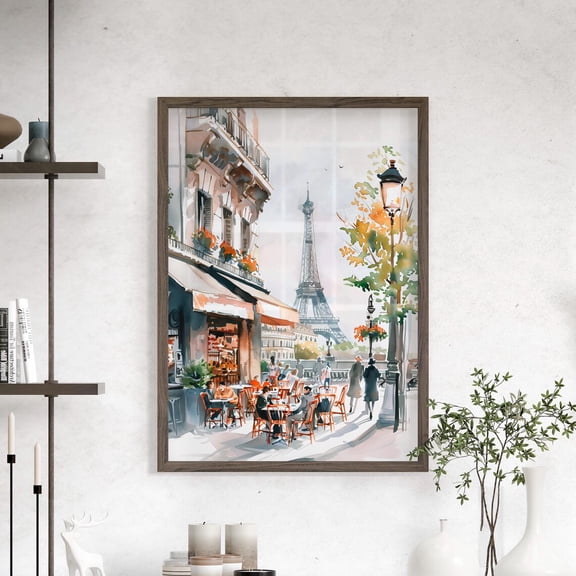 Paris Eiffel Tower Cafe Scene Parisian France French Travel, Unframed Poster