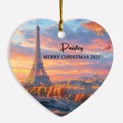 Paris Eiffel Tower Christmas Ornament Gift for Trip Memories Men Women, Personalized Text & Name Eiffel Paris Lover Xmas Ornament 2025, Customized Eiffel Tower Paris France Xmas Keepsake Ornaments