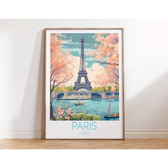 Paris Eiffel Tower France Birthday Scenery Wall Art V3, Unframed Paper Print Size 8x12