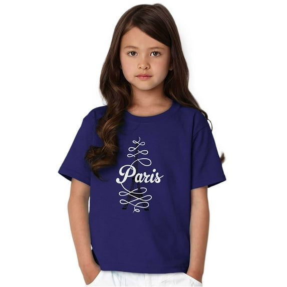 Paris Eiffel Tower French Parisian Girls Kids T Shirt Tees Teen Brisco Brands L