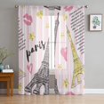 thumbnail image 1 of Paris Eiffel Tower Heart Lips Pink Sheer Window Curtains for Bedroom Drapes Home Tulle Curtains for Living Room Chiffon Curtains, 1 of 7
