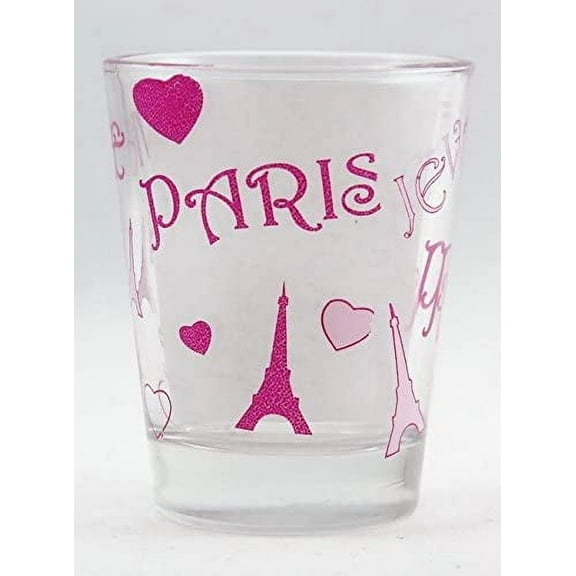 Paris Eiffel Tower & Hearts Collage Shot Glass