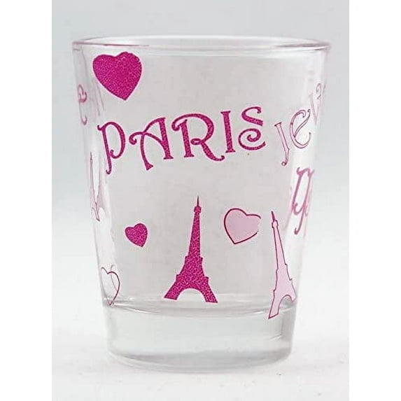 Paris Eiffel Tower & Hearts Collage Shot Glass