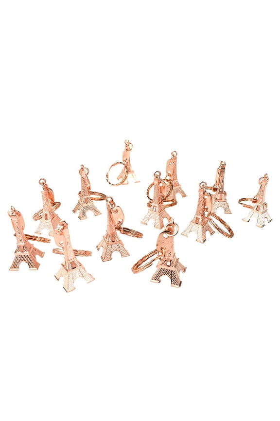 Paris Eiffel Tower Keychain Party Favors, Rose Gold, 1-7/8-Inch, 12-Piece