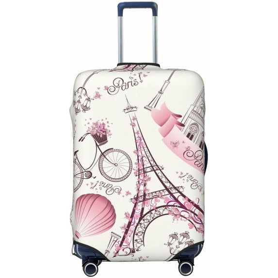 Paris Eiffel Tower Luggage Suitcase Covers Elastic Washable Romantic Travel In Paris Luggage Protector Travel Suitcase Protective Cover For Kid And Adult, S (Fit 18-21 Inch Luggage)