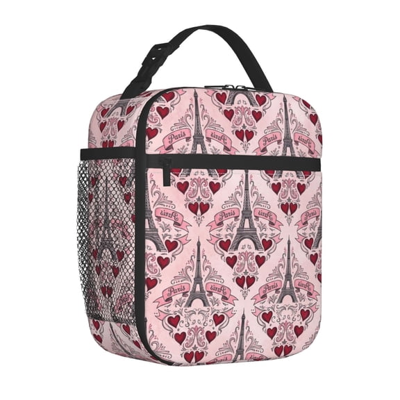 Paris Eiffel Tower Lunch Box Romantic Insulated Lunch Bag Reusable Cooler Lunch Box Portable Leakproof Thermal Container Tote Bags For Travel Office, Work, Picnic