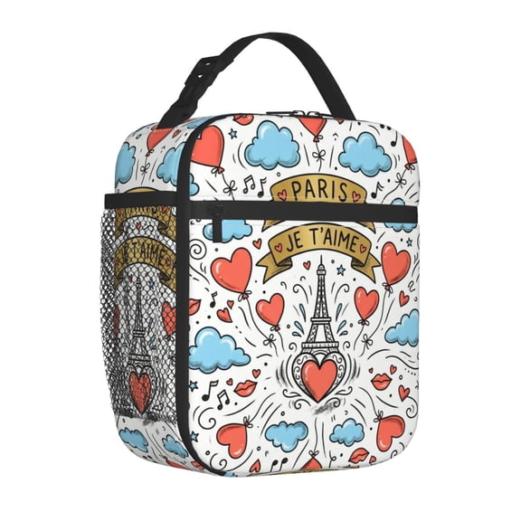 Paris Eiffel Tower Lunch Box Romantic Insulated Lunch Bag Reusable Cooler Lunch Box Portable Leakproof Thermal Container Tote Bags For Travel Office, Work, Picnic