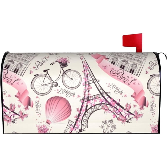 Paris Eiffel Tower Mailbox Cover Magnetic Waterproof Mailbox Wraps Post Letter Box Decor 21x18 in