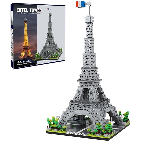 Paris Eiffel Tower Model Building Blocks Micro Brick Architecture Landmark for Display Fun Construction Gift for Kids & Adults