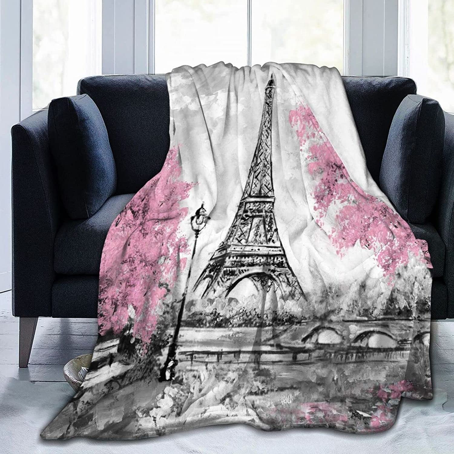 Paris Eiffel Tower Modern Art Street Throw Blanket Ultra Soft Warm All