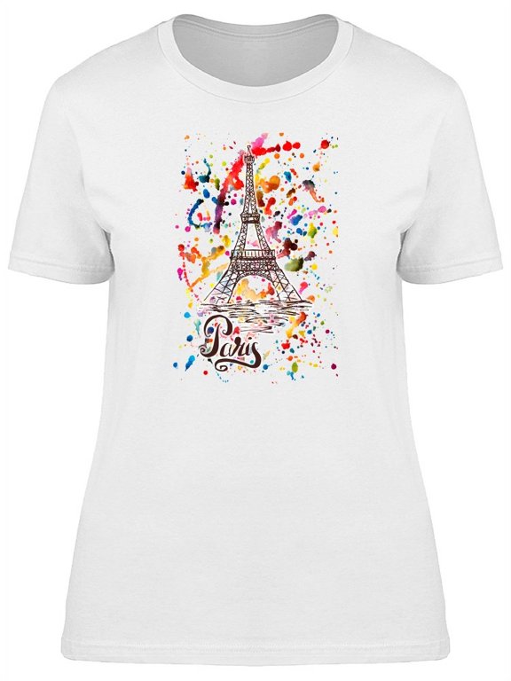 Paris Eiffel Tower Paint T-Shirt Women -Image by Shutterstock, Female Medium