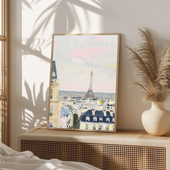 Paris Eiffel Tower Print Poster, Romantic French Wall Art, Impressionist Paris Skyline , Chic Parisian Home Decor, Paris Her 1077, Size 8x12 UNFFRAMED F03.1.6l2792
