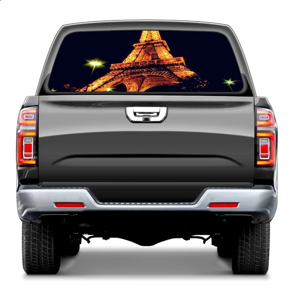 Paris Eiffel Tower Rear Window Decals for Trucks- Pickup Car Window Stickers Decal- Truck Back Window Tint Decal Graphic Perforated Vinyl Truck Stickers 66" X 22"