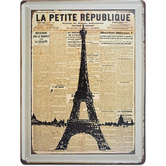Paris Eiffel Tower Retro Metal Tin Wall Sign Poster Home Diner Cafe Wall Decor 12X16-Inch