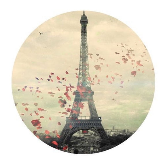 Paris Eiffel Tower and Flying Flower Round Mouse pads Gaming Mouse Pad 7.87x7.87 inches