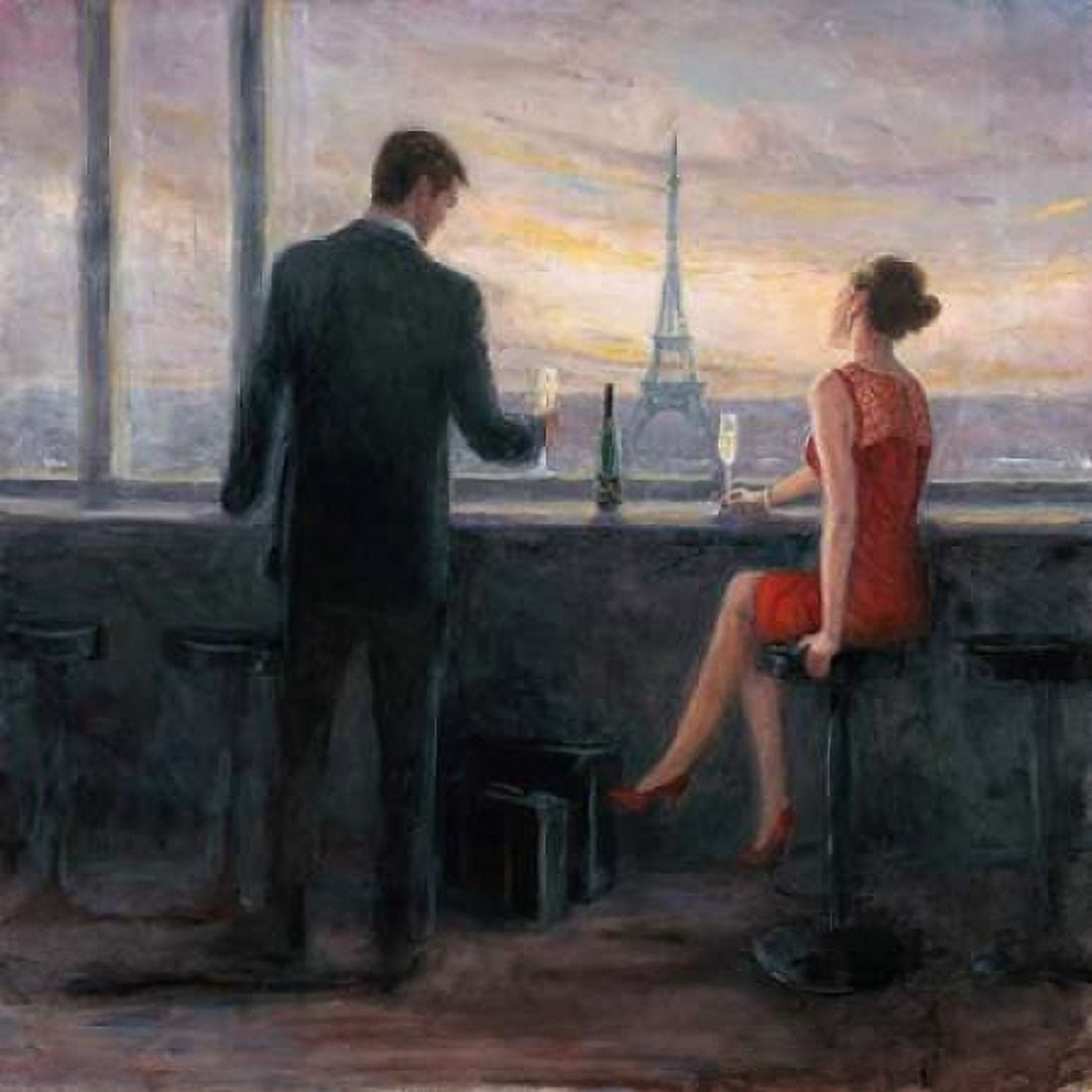 Paris Evening Romance Canvas Art - Karen Wallis (24 x 24)