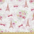 thumbnail image 1 of Ambesonne Paris Fabric by the Yard Upholstery, Eiffel French Bouquet Form, 1 Yard, Pale Green Pale Pink, 1 of 4