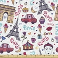 thumbnail image 1 of Ambesonne Paris Fabric by the Yard Upholstery, Various City, 2 Yards, Multicolor, 1 of 4
