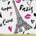 thumbnail image 1 of Ambesonne Paris Fabric by the Yard Upholstery, Pink Kiss Eiffel Love, 10 Yards, White Black Pink, 1 of 4