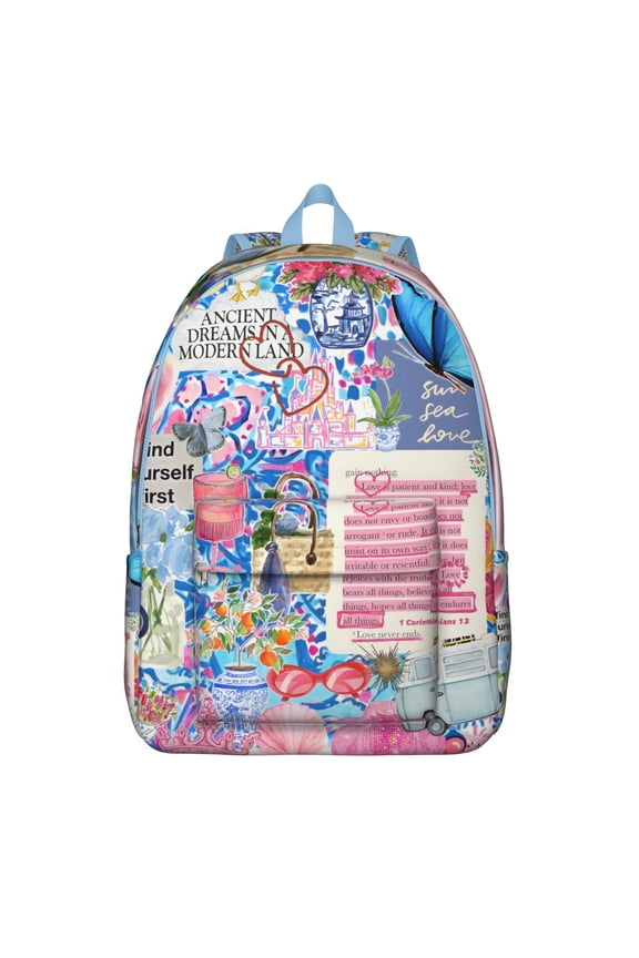 Paris Fashion Trip Backpack for Women, Vintage Style Girly Holiday Adventure Bookbag, Airplane Travel School Daypack