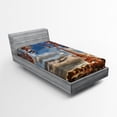 thumbnail image 1 of Paris Fitted Sheet, Eiffel Tower in Autumn Season Fall Leaves and Cloudy Sky, Soft Decorative Fabric Bedding, Twin Size, Burnt Sienna Multicolor, by Ambesonne, 1 of 2