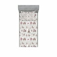 thumbnail image 1 of Paris Fitted Sheet & Pillow Sham Set, Pattern with Bikes Mannequin Eiffel Tower Hearts Doodle Style Design, Decorative Printed 2 Piece Bedding Decor Set, Twin, Blue Brown, by Ambesonne, 1 of 2