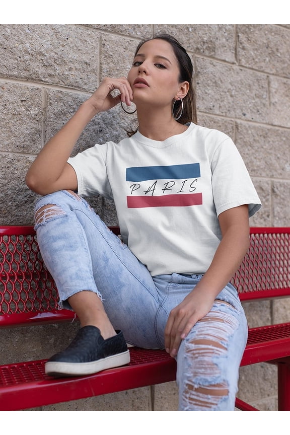 Paris Flag Women T-Shirt, Female x-Large