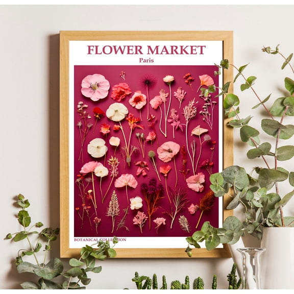 Paris Flower Market : Pressed Wildflower Botanical Art Unframed Paper Print