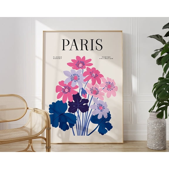 Paris Flower Market Retro Floral Wall Art Design 3 Unframed Paper Print