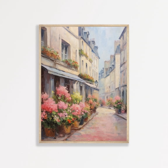 Paris Flowers Wall Art: Vintage Minimalist Print, Poster Only