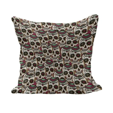 Paris Fluffy Throw Pillow Cushion Cover, Pattern with Bikes Mannequin Eiffel Tower Hearts Doodle Style Design, Decorative Square Accent Pillow Case, 18" x 18", Pale Blue Brown Pink, by Ambesonne