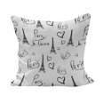 thumbnail image 1 of Paris Fluffy Throw Pillow Cushion Cover, World Capital City of Love French European Hand Drawn Sketch Eiffel Illustration, Rectangle Accent Pillow Case, 36" x 16", Black White, by Ambesonne, 1 of 5