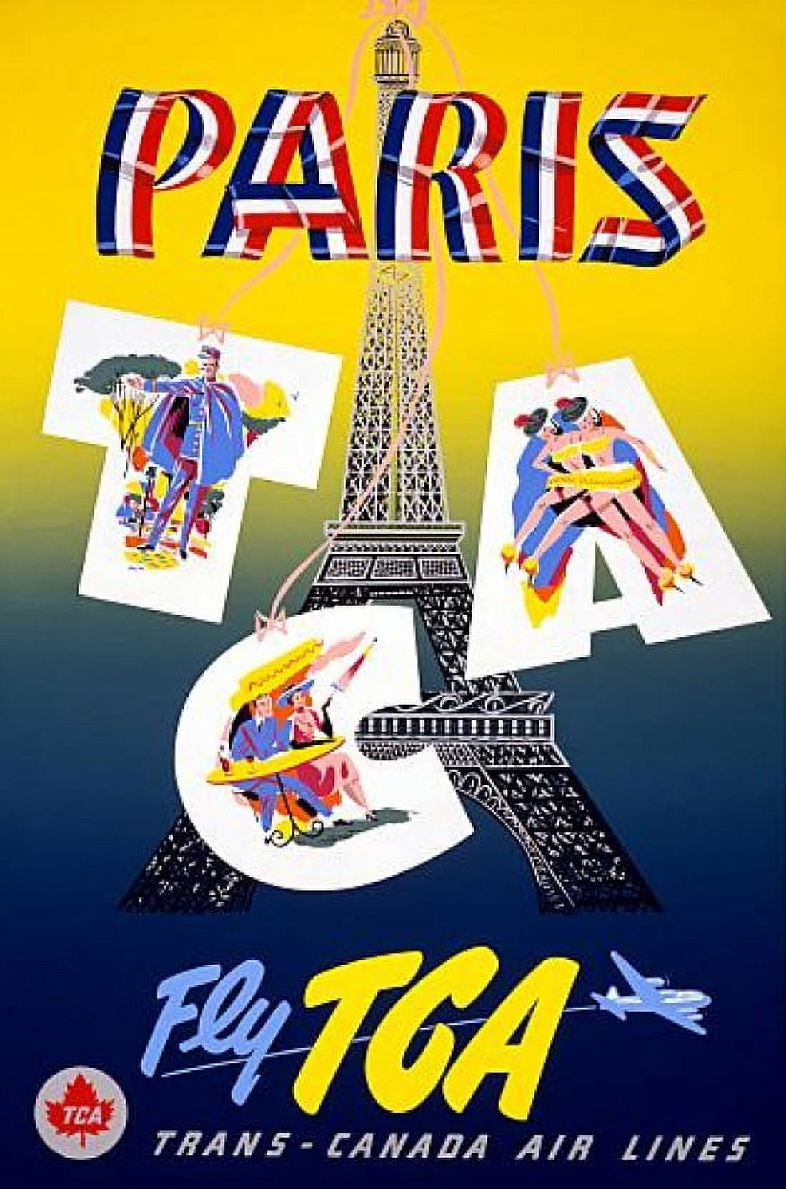 Paris Fly TCA Trans Canada Air Lines Travel Canvas Art - (18 x 24)