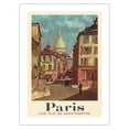 thumbnail image 1 of Paris France - A Street of Montmartre - Vintage Travel Poster by Rod Rieder c.1950s - Fine Art Matte Paper Print (Unframed) 24x32in, 1 of 4