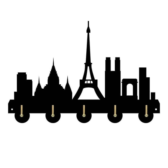 Paris France City Attractions Household Decor Wooden Wall Hooks Wall Hanger Coat Rack Keys Bags Clothes Multi-Purpose Keys Handbags Hook Gift for Designer