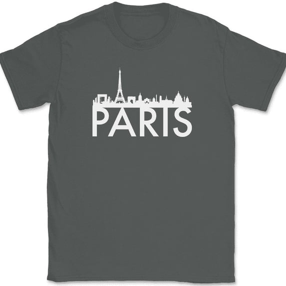 Paris France Cityscape T-Shirt Funny Humor Novelty Tee - Charcoal, 3XL