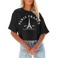 thumbnail image 1 of Paris France Crop Tops for Women Eiffel Tower Graphic Shirts Girls Trip Tees Paris Vacation Crop Top, 1 of 3