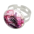 thumbnail image 1 of Paris France Eiffel Tower Arc de Triomphe Tile Collage Silver Plated Adjustable Novelty Ring, 1 of 4