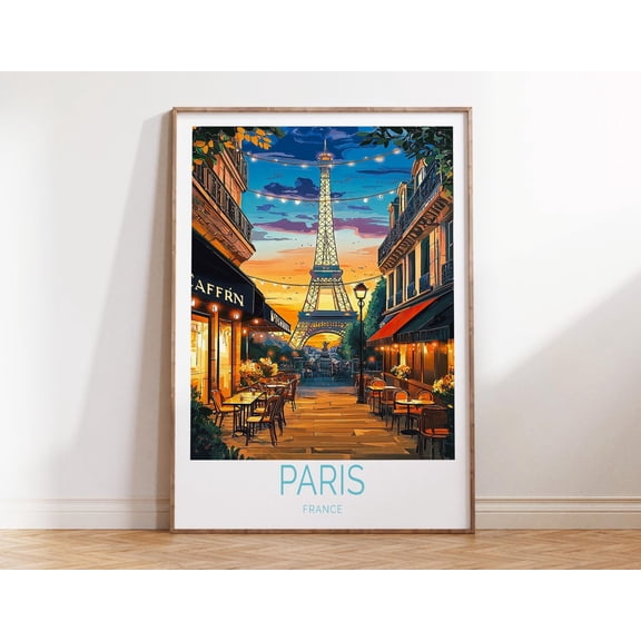 Paris France Eiffel Tower Cityscape Wall Art, Unframed Canvas Size 8x12
