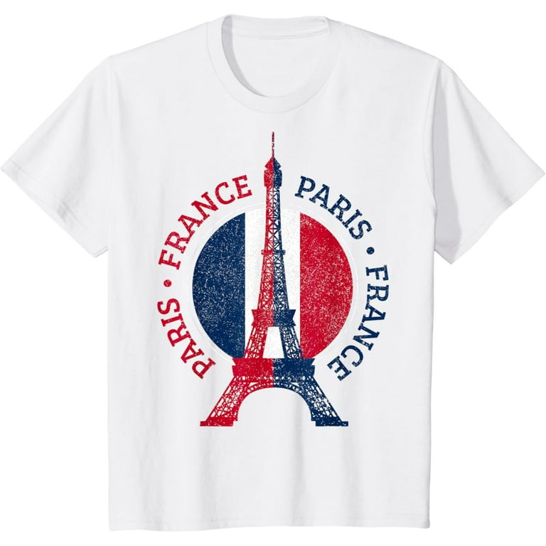 France Paris T-Shirt French Flag Eiffel Tower Souvenir Gift