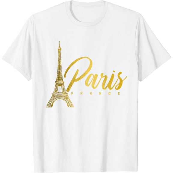 Paris France Eiffel Tower French Souvenir Vintage T-Shirt100% pure cotton white short-sleeved T-shirts for men and women