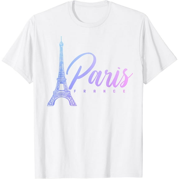 Paris France Eiffel Tower French Souvenir Vintage T-Shirt100% pure cotton white short-sleeved T-shirts for men and women