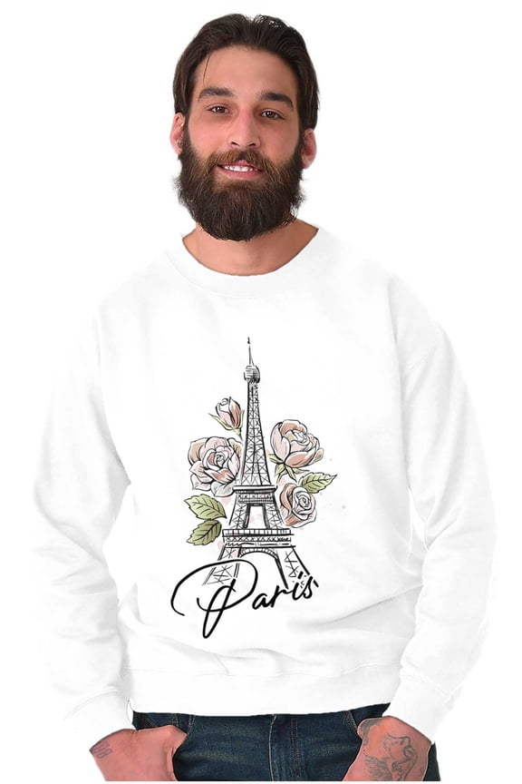 Paris France Eiffel Tower Roses Unisex Plus Fleece Graphic Sweatshirt Brisco Brands 5X