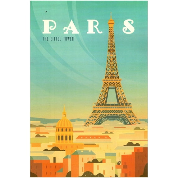 Paris - France - Eiffel Tower - Travel Poster (24x36Inches)