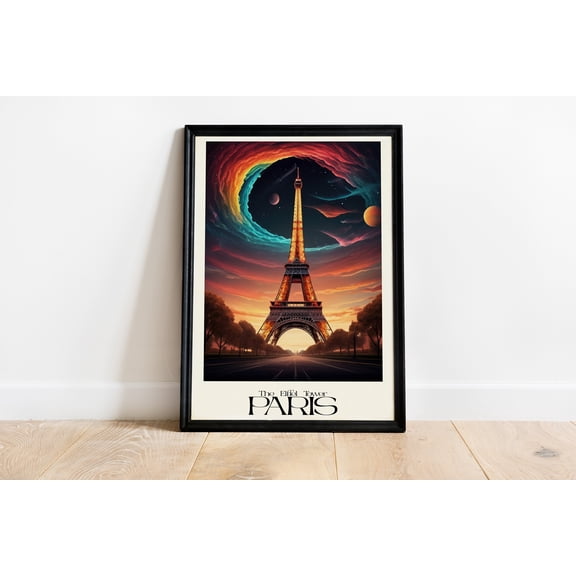 Paris France Eiffel Tower Travel Poster, City Travel Wall Art Print