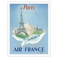 thumbnail image 1 of Paris France - Eiffel Tower - Vintage Airline Travel Poster by Régis Manset c.1952 - Fine Art Matte Paper Print (Unframed) 11x14in, 1 of 4