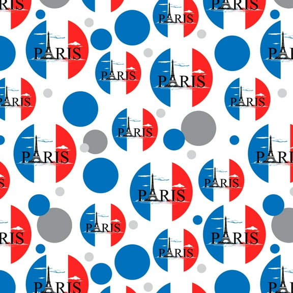 Paris France Eiffel Tower and Flag with Clouds Premium Gift Wrap Wrapping Paper Roll